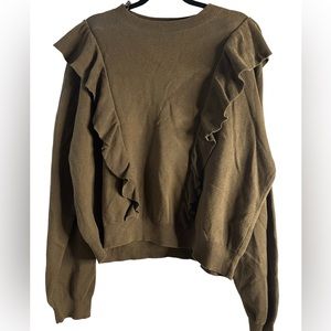Stockholm Atelier olive ruffled sweater size Large